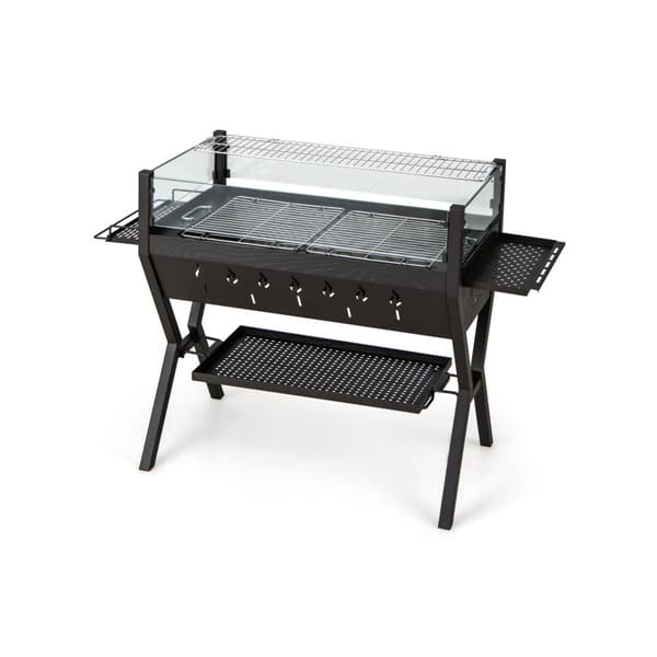 Grill med kul til grillning, 38,5x16,5x27 tommer, Brun