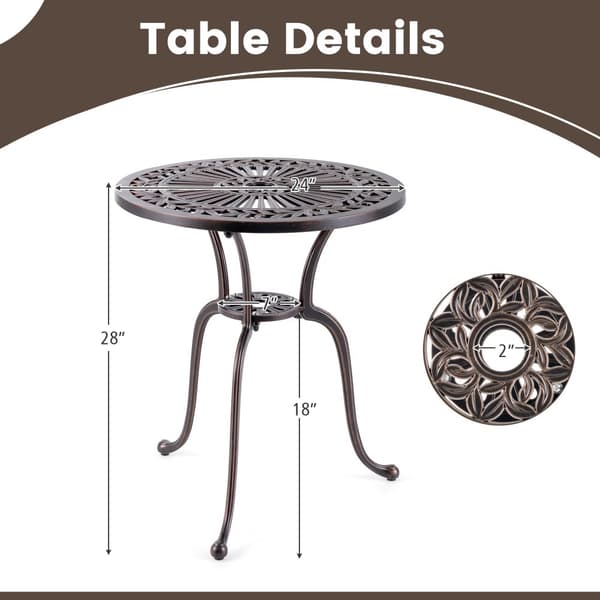 Terrasse Spise Bistrobord, 24x28 tommer, Kobber
