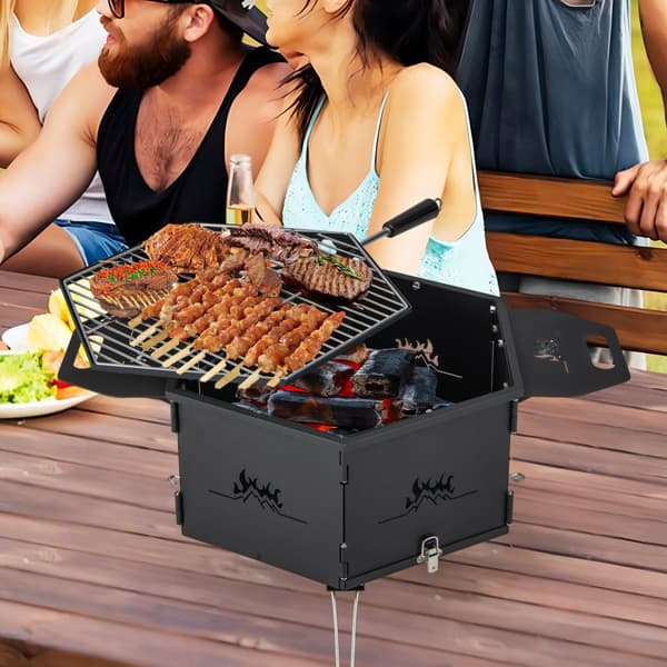 Transportabel kulgrill, 30x29x15 tommer, Sort