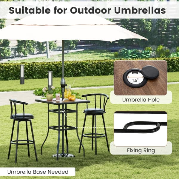 Terrassebarbord, 27,5x27,5x40 tommer, Sort
