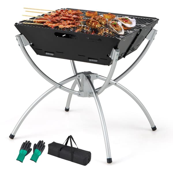 Camping Grill, 18x18x19.5 tum, Svart/Silver