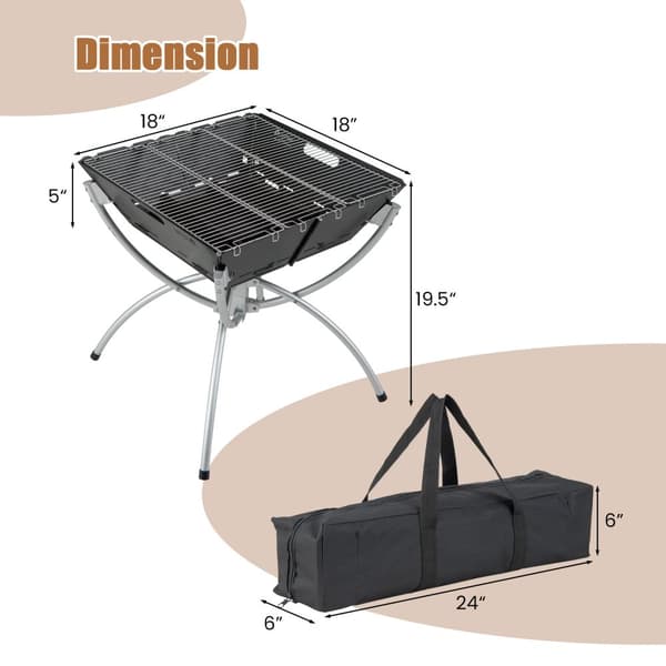 Camping Grill, 18x18x19.5 tum, Svart/Silver