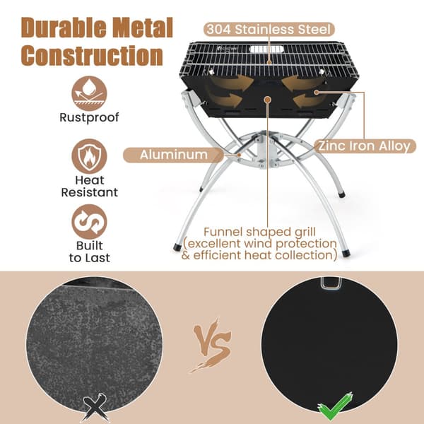 Camping Grill, 18x18x19.5 tum, Svart/Silver