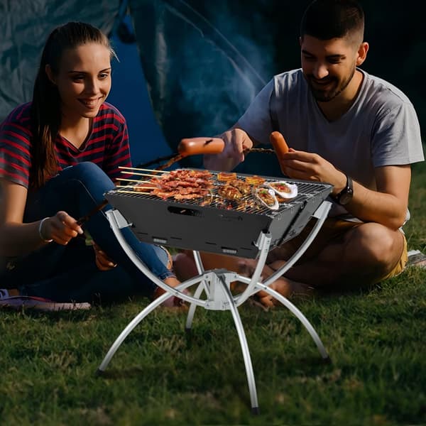 Camping Grill, 18x18x19.5 tum, Svart/Silver