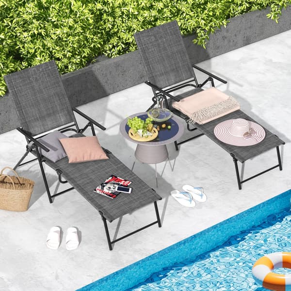 Uteliggare för uteplats, hopfällbara, 61"-74.5" x 25" x 25.5"-40", grå