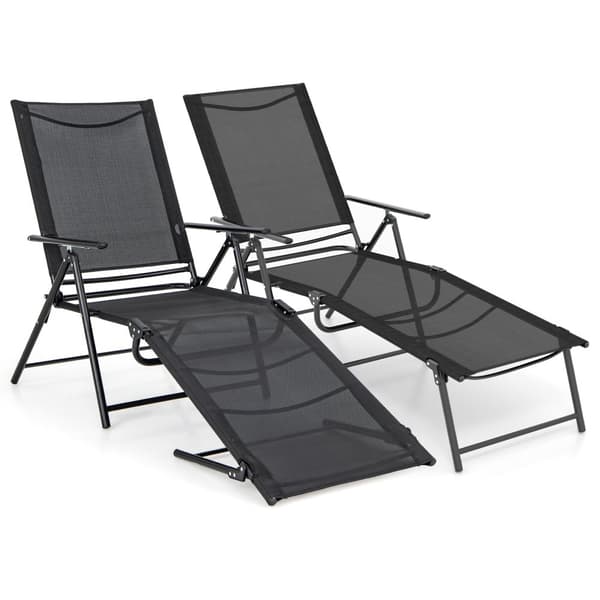 Patio Taitettavat Aurinkotuolit, 61x25x40 tuumaa, Musta