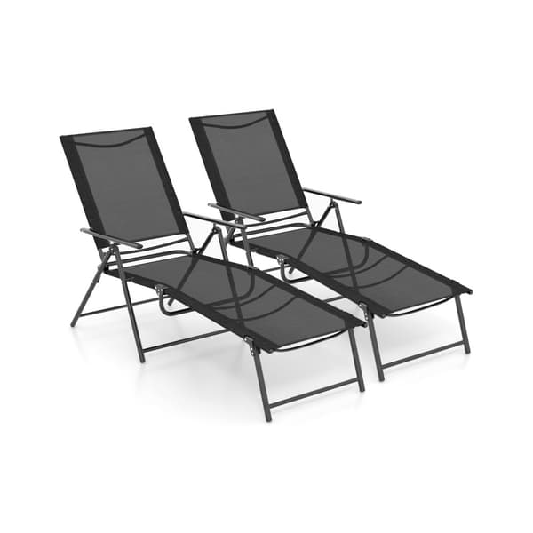 Patio Taitettavat Aurinkotuolit, 61x25x40 tuumaa, Musta