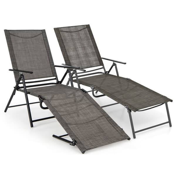 Patio Folding Chaise Lounge Chairs, 61-74.5x25x25.5-40 in, CoffeeUlkoiluistuimet, taitettavat, 61-74.5x25x25.5-40 tuumaa, kahvi
