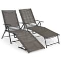 Pikkukuva 4 / 8: Patio Folding Chaise Lounge Chairs, 61-74.5x25x25.5-40 in, CoffeeUlkoiluistuimet, taitettavat, 61-74.5x25x25.5-40 tuumaa, kahvi