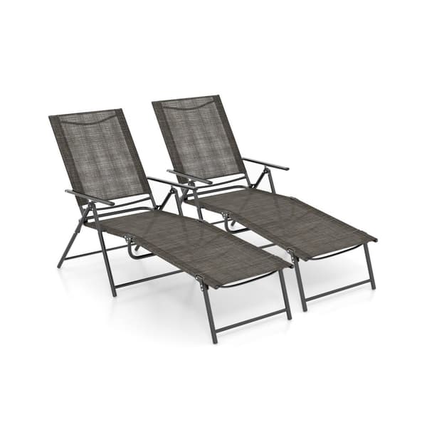 Patio Folding Chaise Lounge Chairs, 61-74.5x25x25.5-40 in, CoffeeUlkoiluistuimet, taitettavat, 61-74.5x25x25.5-40 tuumaa, kahvi