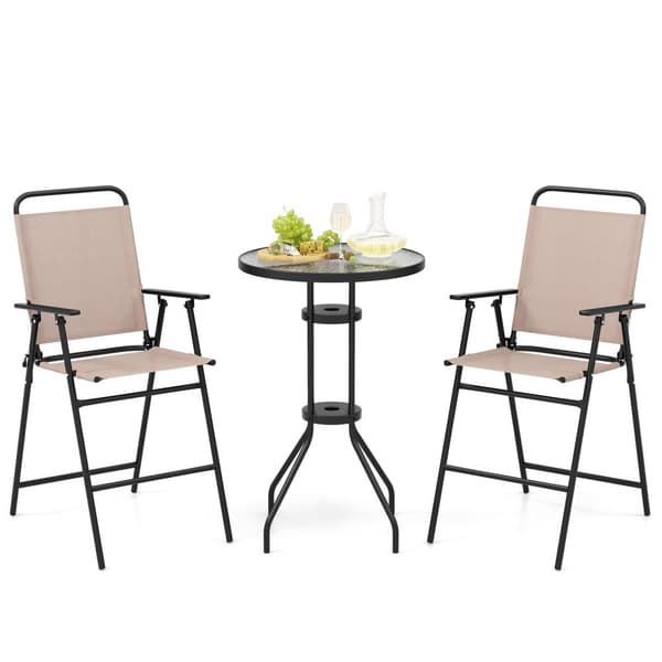 Udendørs Bistro Sæt, 61x61x91 cm, 53x69x112 cm, Beige