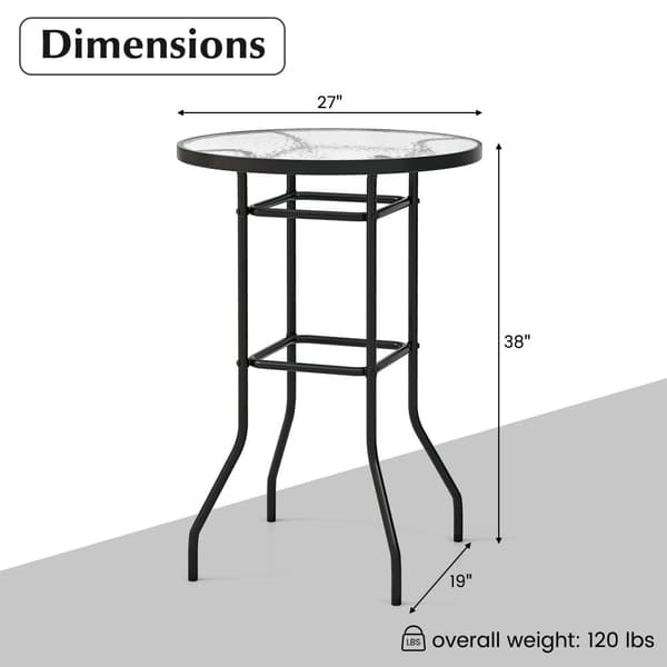 Terrasse Bar Bord, 27x27x38 tommer, Sort