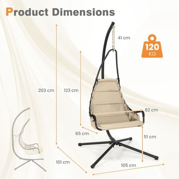 Gyngestol, 105x101x206 cm, 82x65x123 cm, Beige Sort
