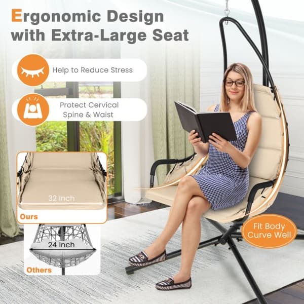 Gyngestol, 105x101x206 cm, 82x65x123 cm, Beige Sort