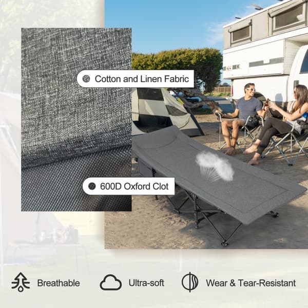 Hopfällbar campingbädd, 74x27x19 tum, Grå