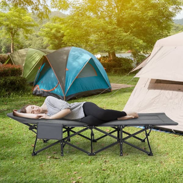 Hopfällbar campingbädd, 74x27x19 tum, Grå