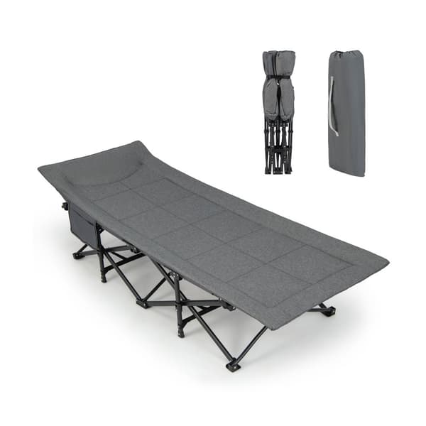 Hopfällbar campingbädd, 74x27x19 tum, Grå