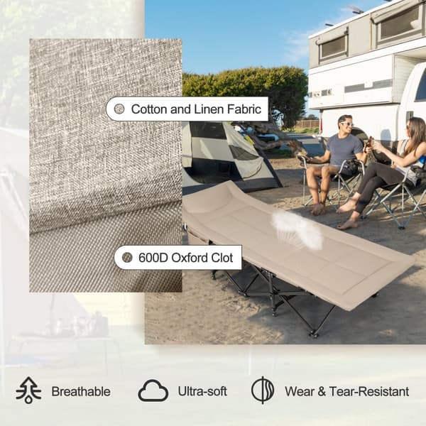 Sammenklappelig camping-seng, 74x27x19 tommer, Khaki