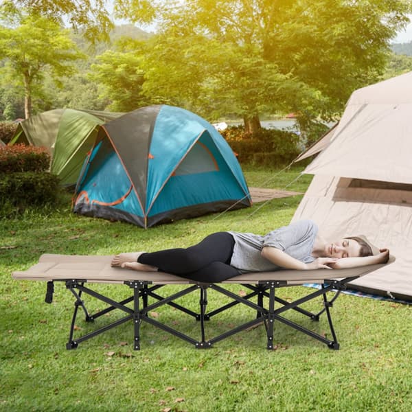 Sammenklappelig camping-seng, 74x27x19 tommer, Khaki