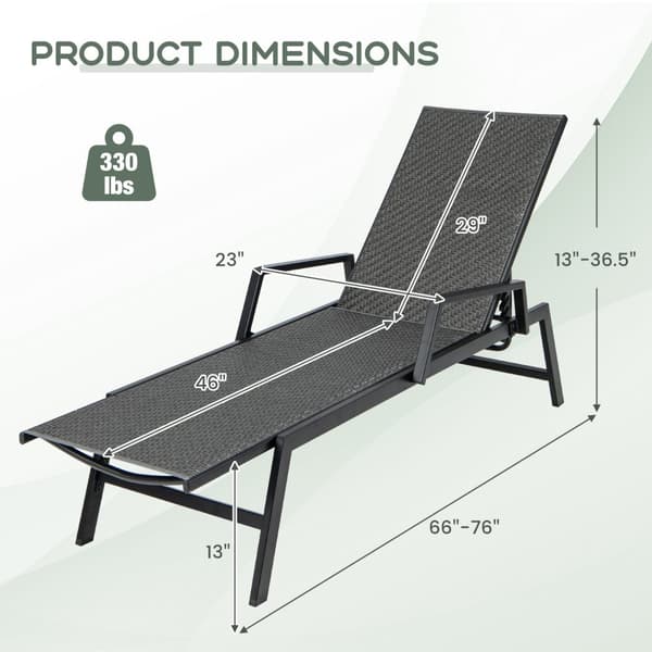 Ulkoiluistuin, 66"-76"x23"x13"-36.5", Ruskea, Musta