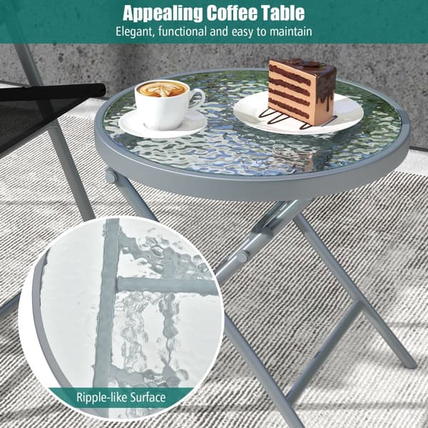 Patio Folding Chair Set, 27,5x27x35,5 tuumaa, Musta/Hopea
