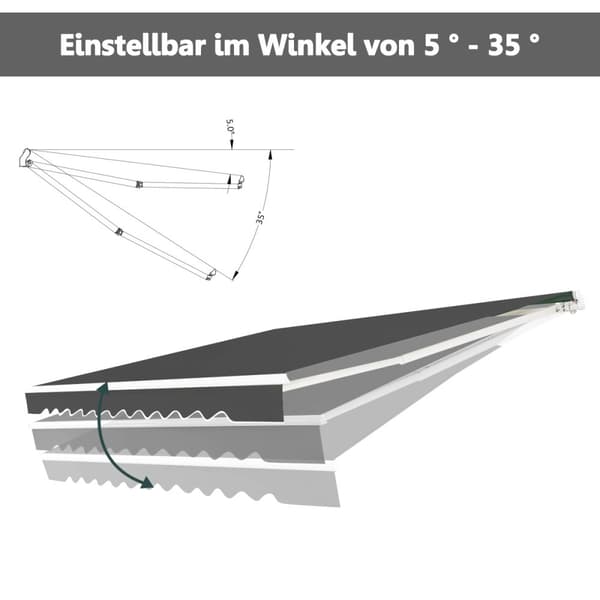 Udtræksmarkise, 3,6m×3m, Grå