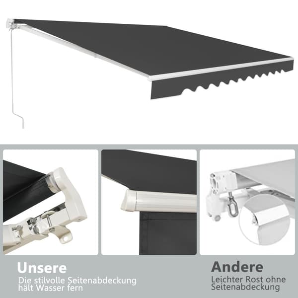 Udtræksmarkise, 3,6m×3m, Grå