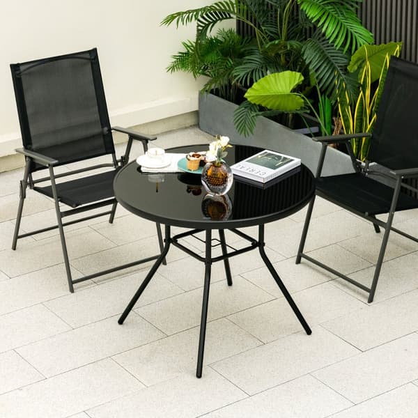 Havebord til udendørs spisning, 34x28 tommer, Sort