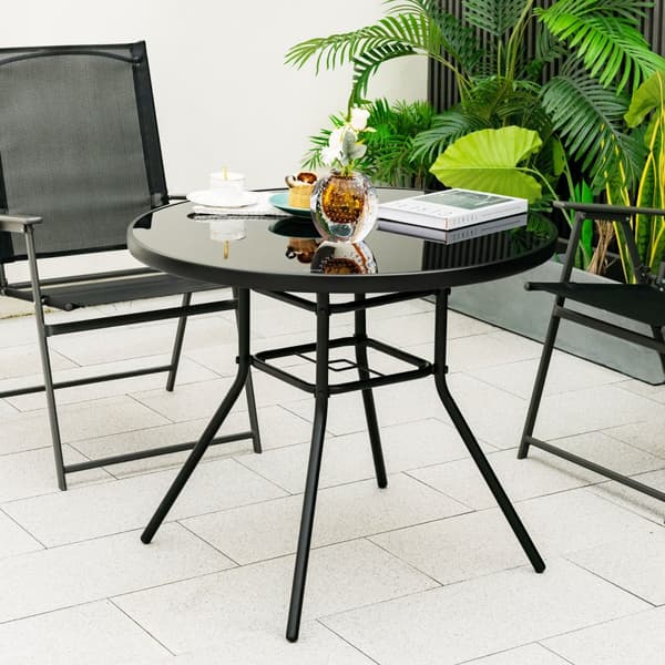Havebord til udendørs spisning, 34x28 tommer, Sort
