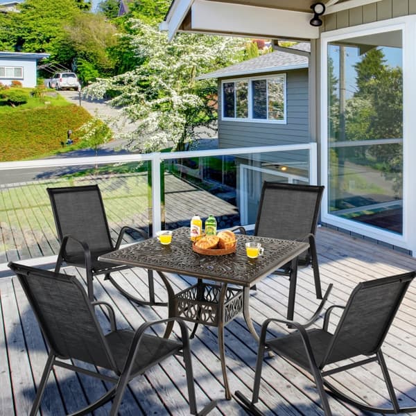Metal Terrasse Gyngestol Sæt, 36x24.5x34 tommer, Sort