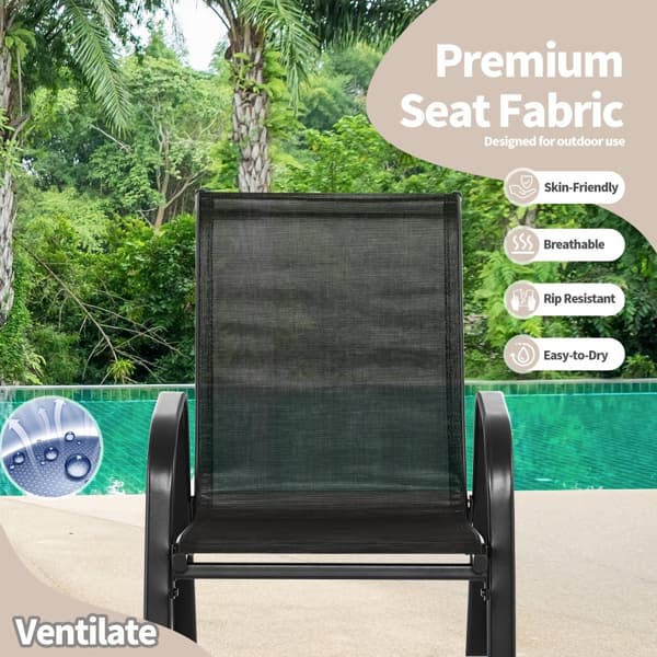 Metal Terrasse Gyngestol Sæt, 36x24.5x34 tommer, Sort