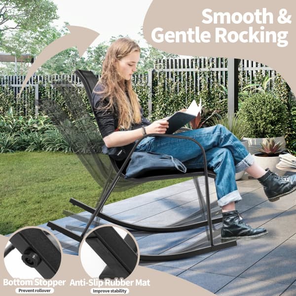 Metal Terrasse Gyngestol Sæt, 36x24.5x34 tommer, Sort