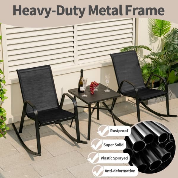 Metal Terrasse Gyngestol Sæt, 36x24.5x34 tommer, Sort