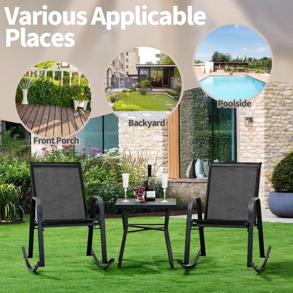 Metal Terrasse Gyngestol Sæt, 36x24.5x34 tommer, Sort