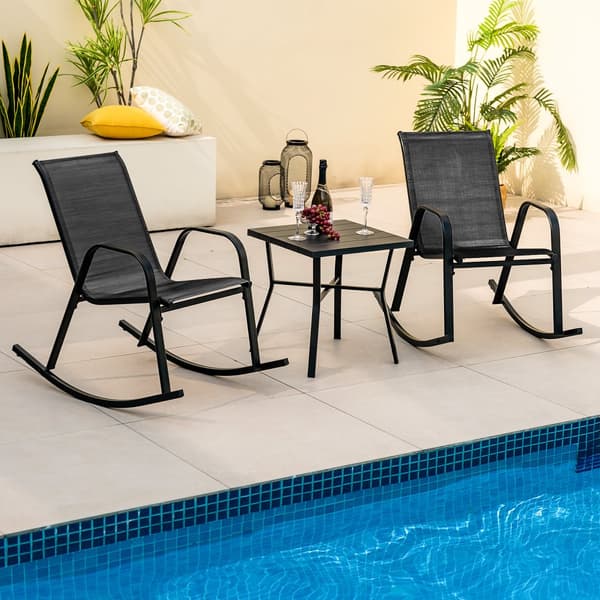Metal Terrasse Gyngestol Sæt, 36x24.5x34 tommer, Sort