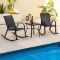 Miniatyrbillede 2 af 8: Metal Terrasse Gyngestol Sæt, 36x24.5x34 tommer, Sort