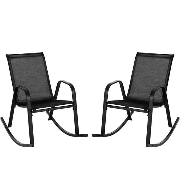 Metal Terrasse Gyngestol Sæt, 36x24.5x34 tommer, Sort