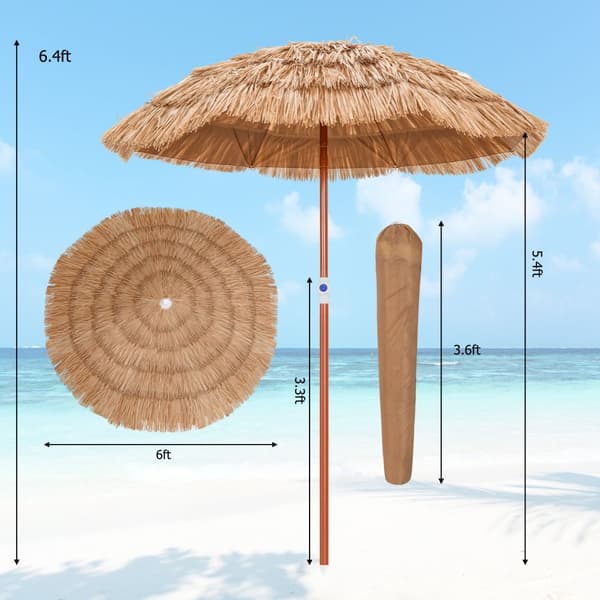 Terrasseparasol, 6x6,4 ft, Natur