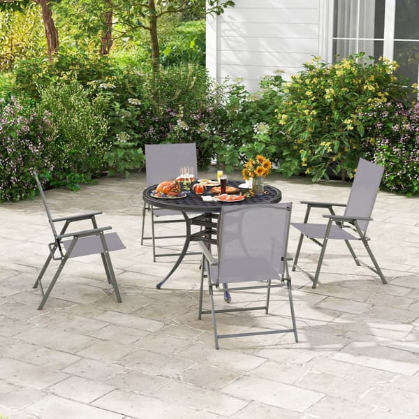 Terrasse Foldbar Stol Sæt, 24x23x38 tommer, Grå