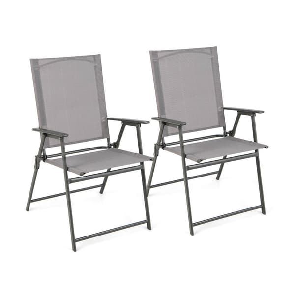 Terrasse Foldbar Stol Sæt, 24x23x38 tommer, Grå