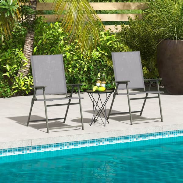 Terrasse Foldbar Stol Sæt, 24x23x38 tommer, Grå