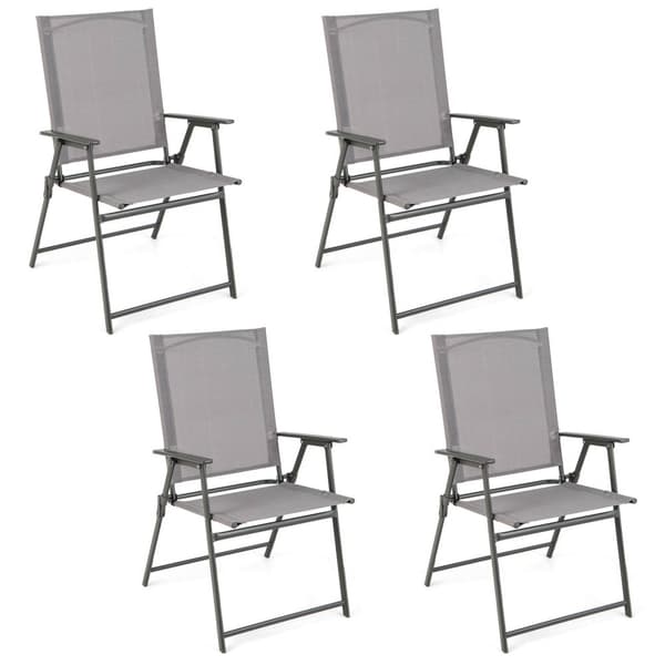 Terrasse Foldbar Stol Sæt, 24x23x38 tommer, Grå