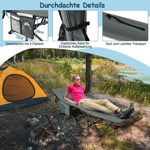 Camping Säng, 190x70x54 cm, Grå