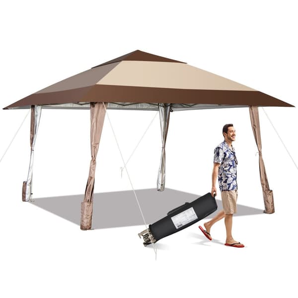 Uteplats Pop-Up Paviljong, 390x390 cm, Kaffe