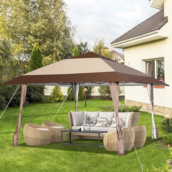 Uteplats Pop-Up Paviljong, 390x390 cm, Kaffe