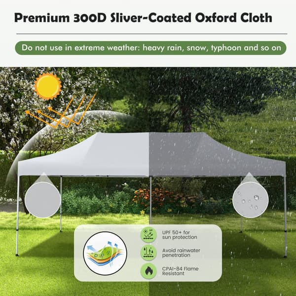 Pop-Up telthal, 600x300x300/315/330 cm, Hvid