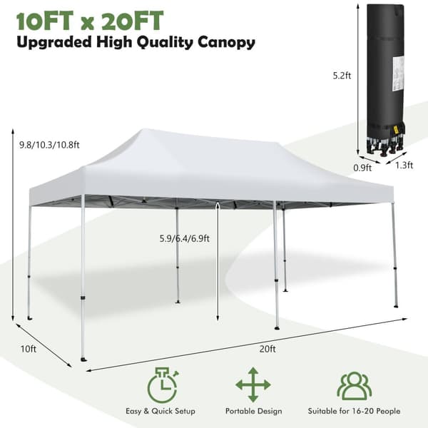 Pop-Up telthal, 600x300x300/315/330 cm, Hvid