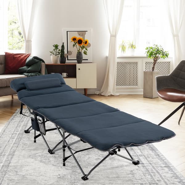 Sammenklappelig rejse-camping-seng, 185x65x41-53 cm, Blå/Grå