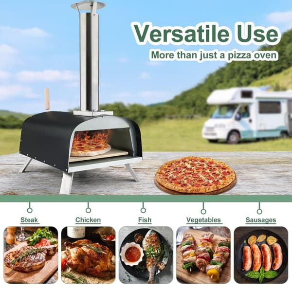 Pizza Uuni, 16.5x32x33.5 tuumaa, Hopea Musta