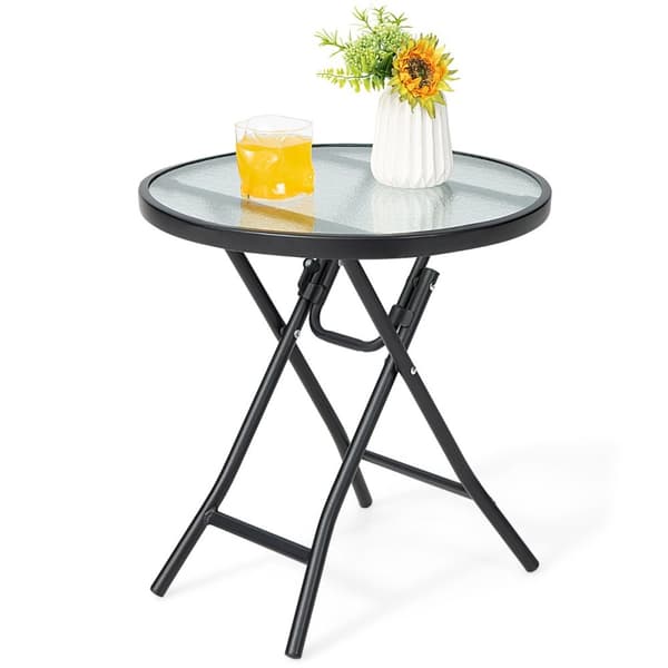 Sammenklappeligt terrassebord, 46x46x47 cm, Sort